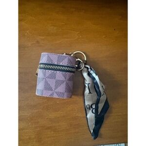 Pink AirPods Case with Scarf Keychain Charm Gold Zip